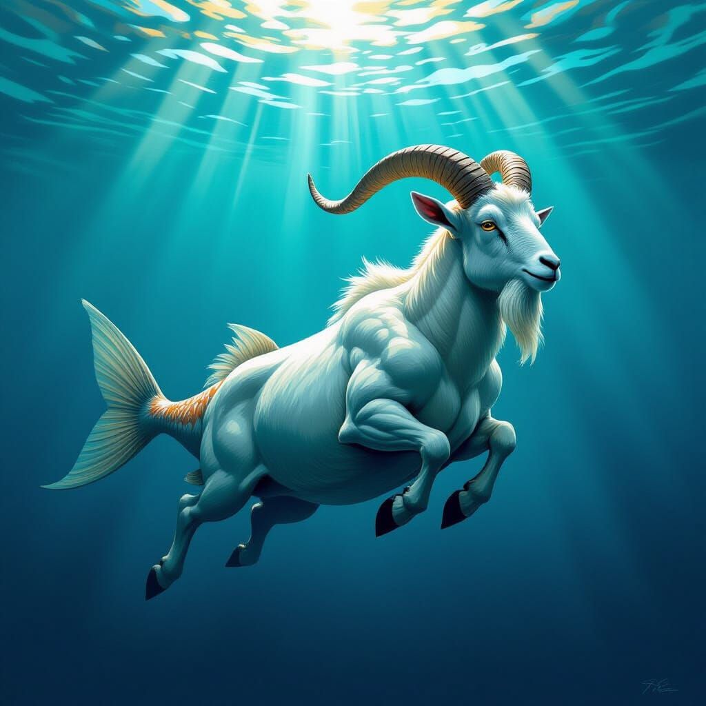 Renaissance Chimera: Muscular Goatfish Swims in Ocean Depths