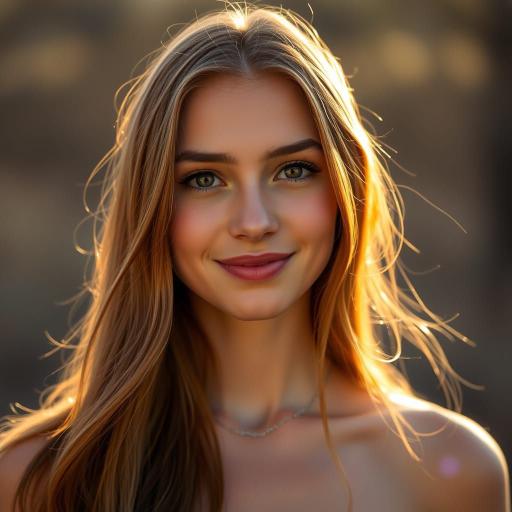 Photorealistic Portrait of a Woman with Auburn Hair