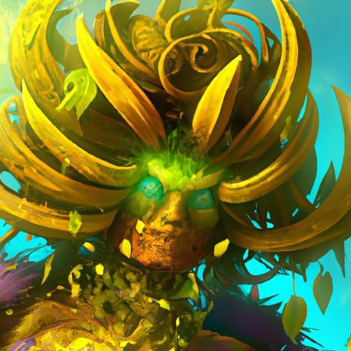 Surreal Plant Creature in Triadic Colors