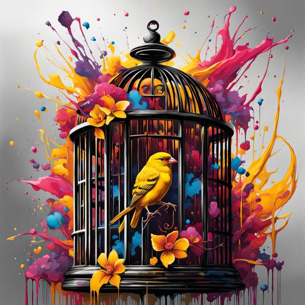 Canary in Vibrant Art Deco Graffiti