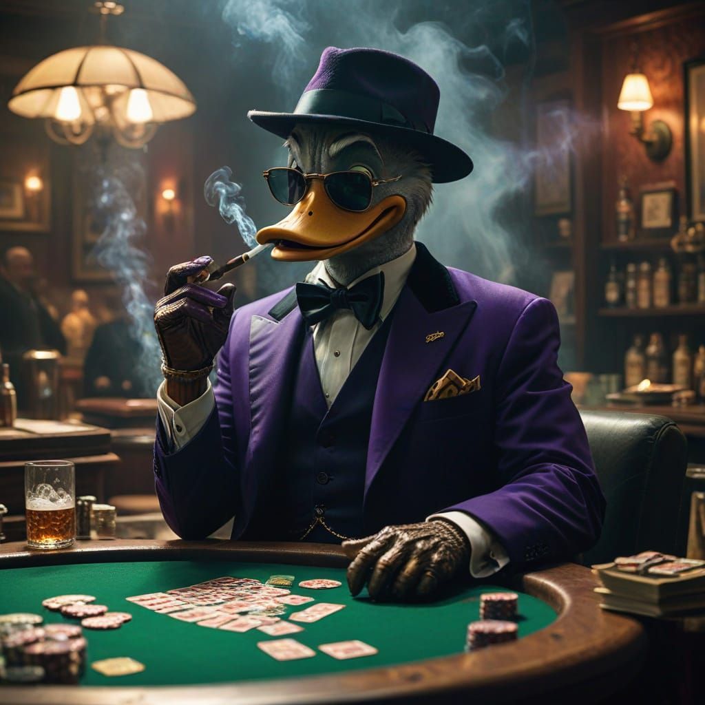 Dapper Cartoon Legends in Smoky Poker Den