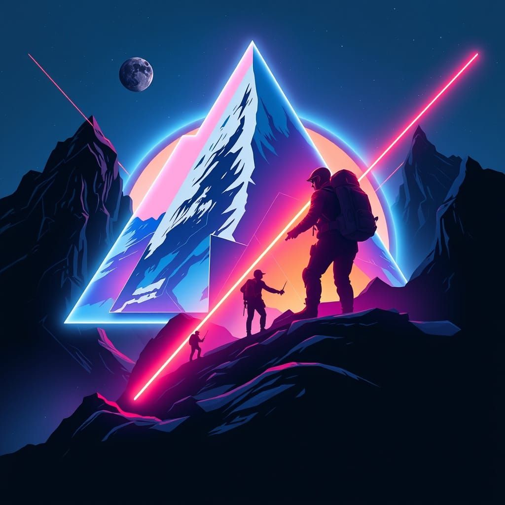 Futuristic Adventure Film Poster with Neon Accents