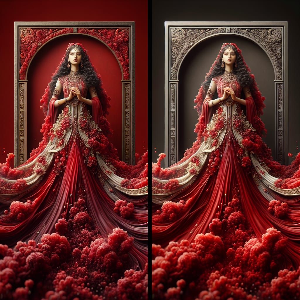 Ethereal South Asian Goddess in Wine and Cheese Fantasy Dres...