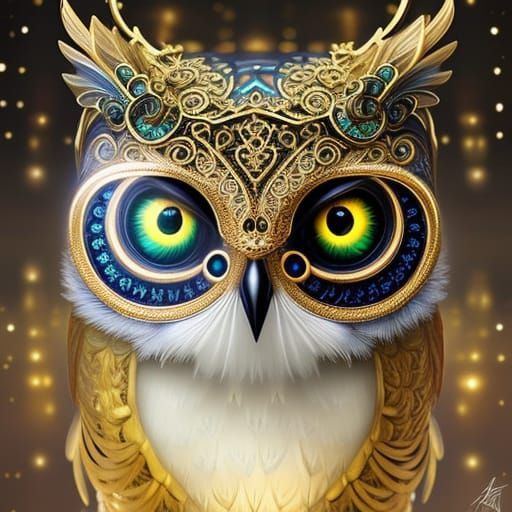 Ethereal Fantasy Owl with Luminous Details