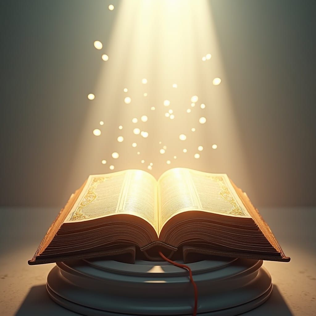 Golden Illuminated Bible in Soft, Gradient Light