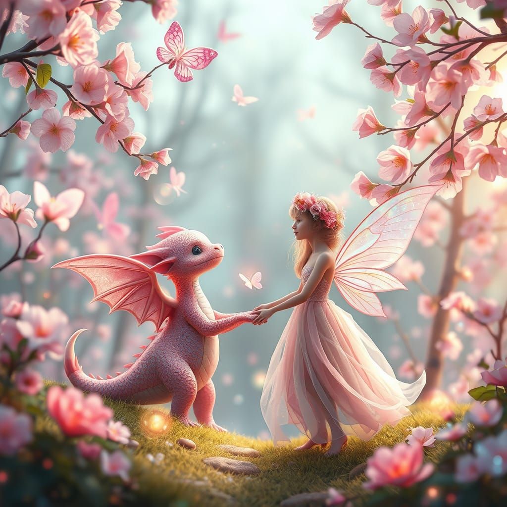 Whimsical Forest Encounter in Dreamlike Style