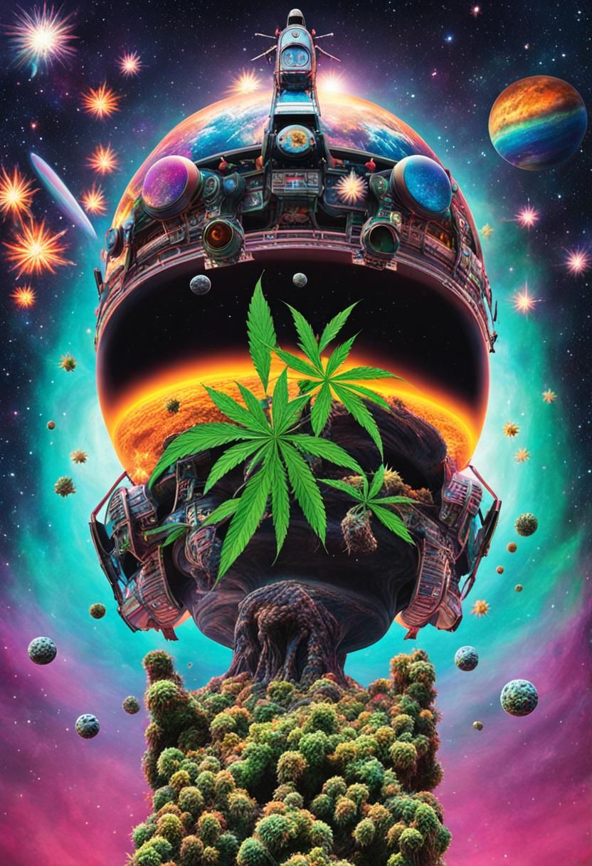 Ethereal Cosmic Landscape with Celestial Aliens and Glowing...