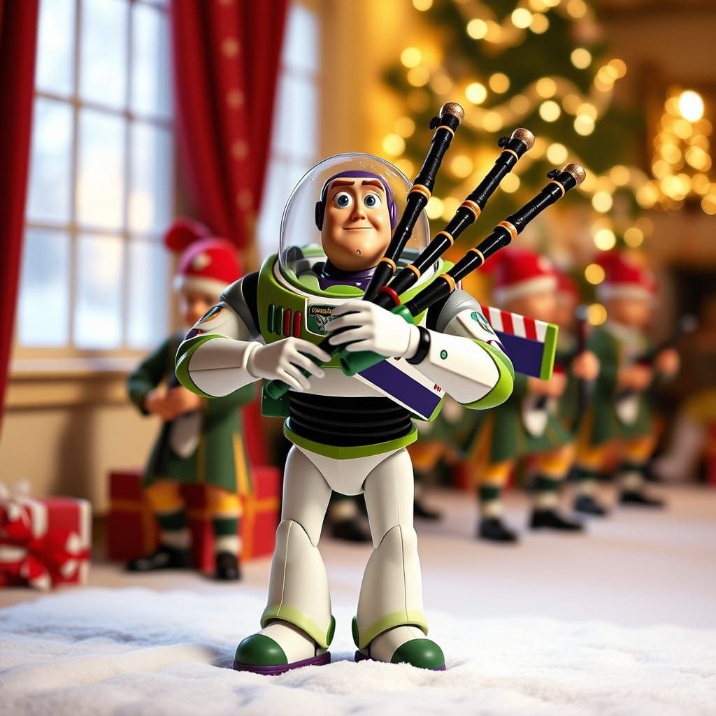 Buzz Lightyear Plays Bagpipes on 11th Day of Christmas