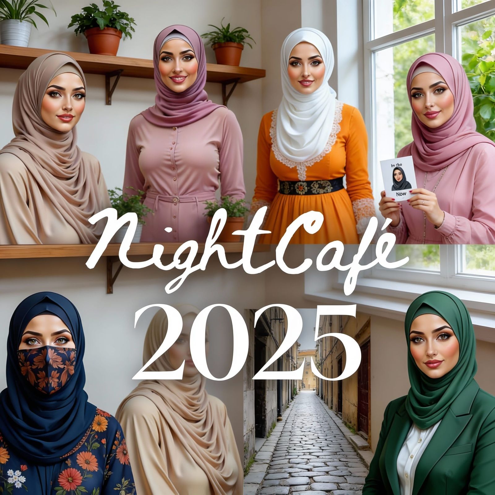 AI Art Collage of Diverse Subjects in Shared Environment