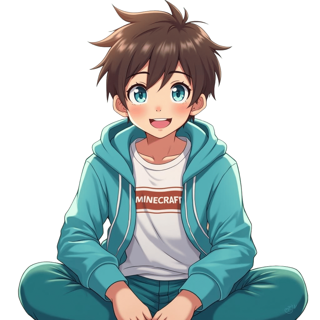 Young Minecraft YouTuber in Casual Attire with Anime Style