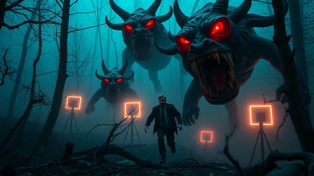 Surreal Nightmare Unfolds in Dark Siberian Forest, Haunting....