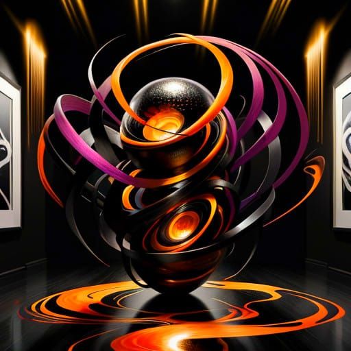 Orbital Form Emerges from Darkness in Vibrant, Expressionist...