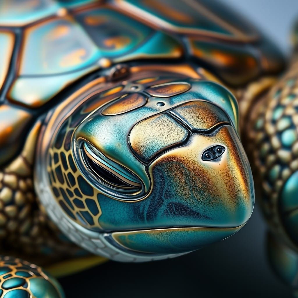 Turquoise Tortoise in Luxurious, Ornate Style