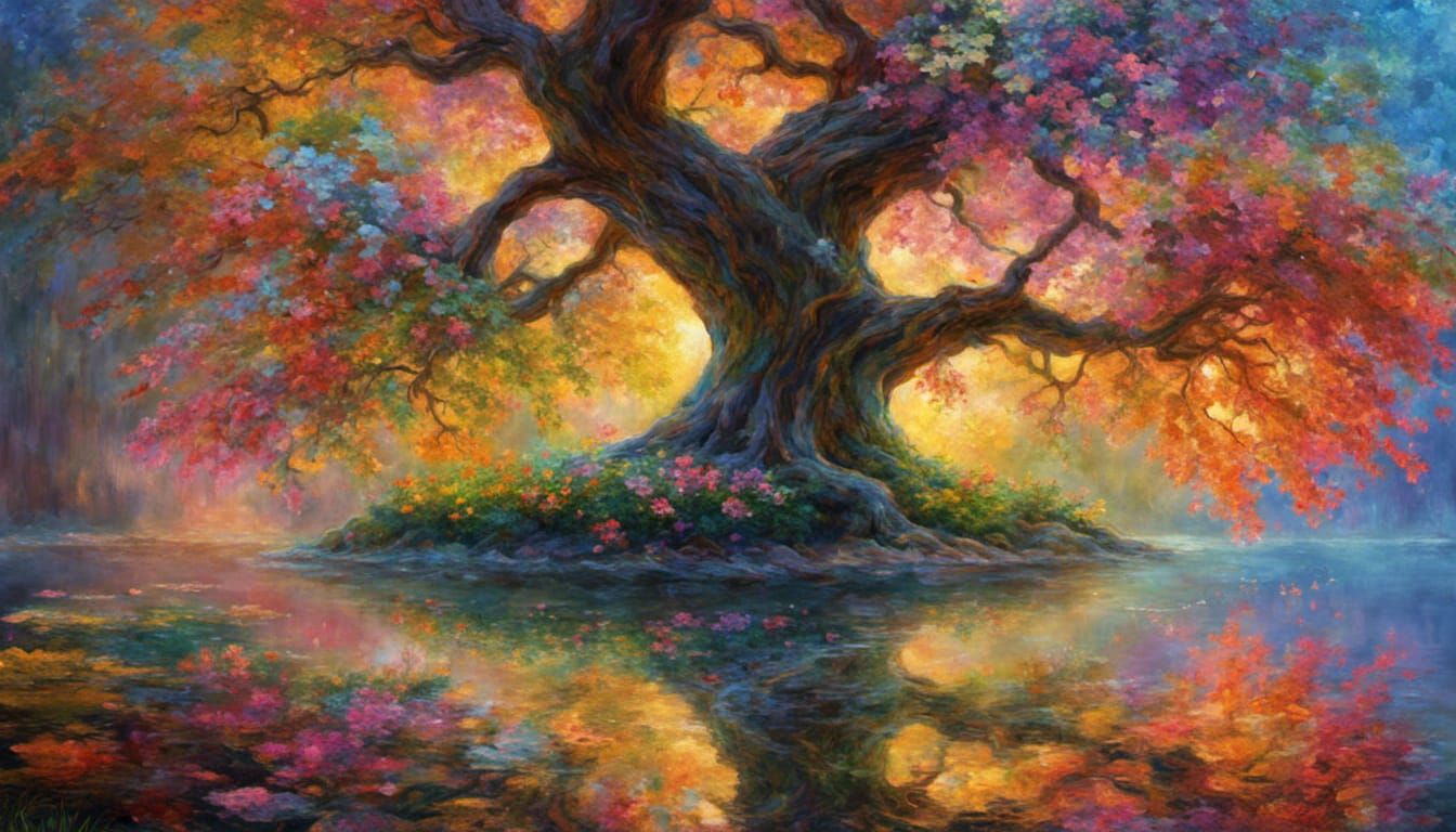 Monet impressionist tree