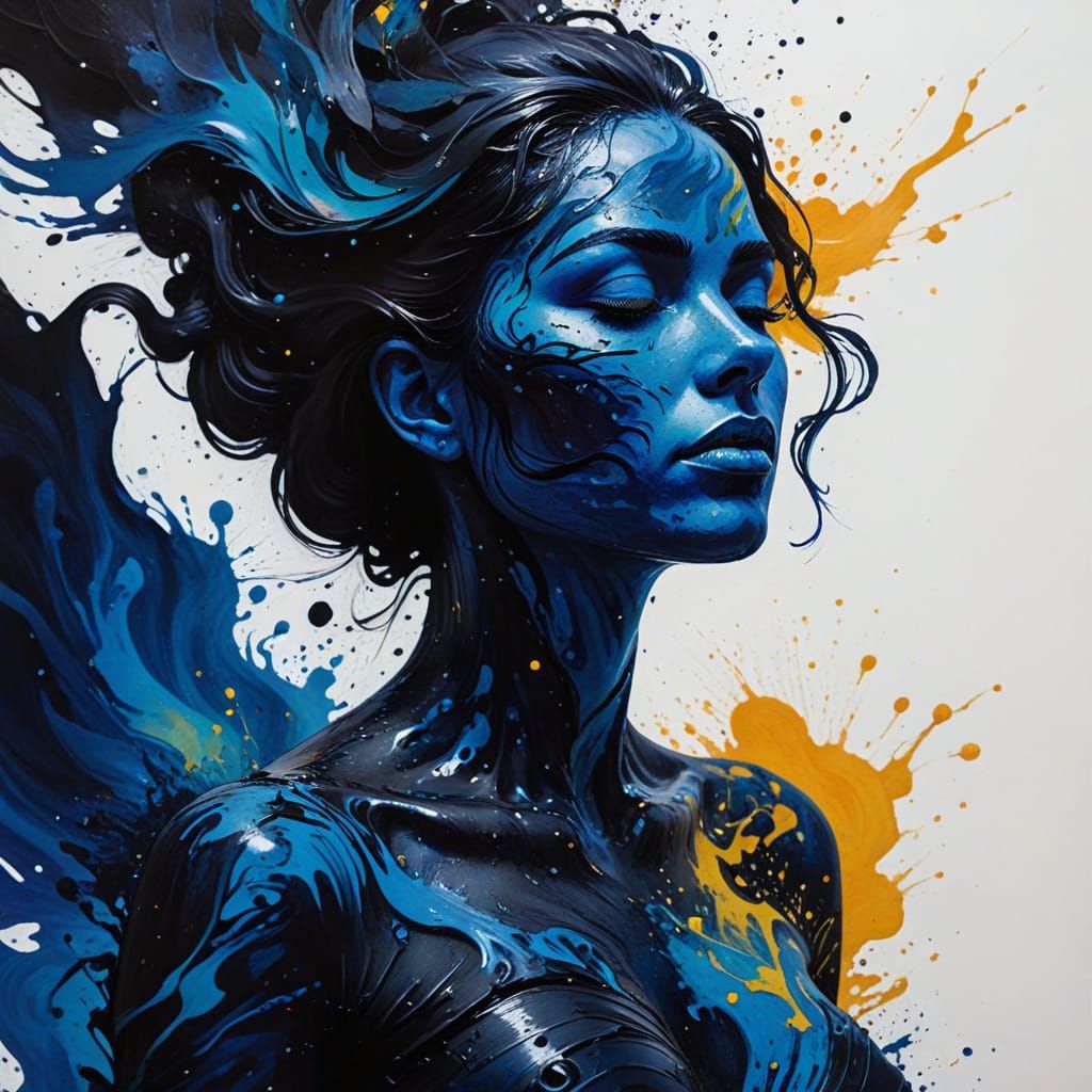 Ethereal Ink Siren in Gouache Impressionist Masterpiece