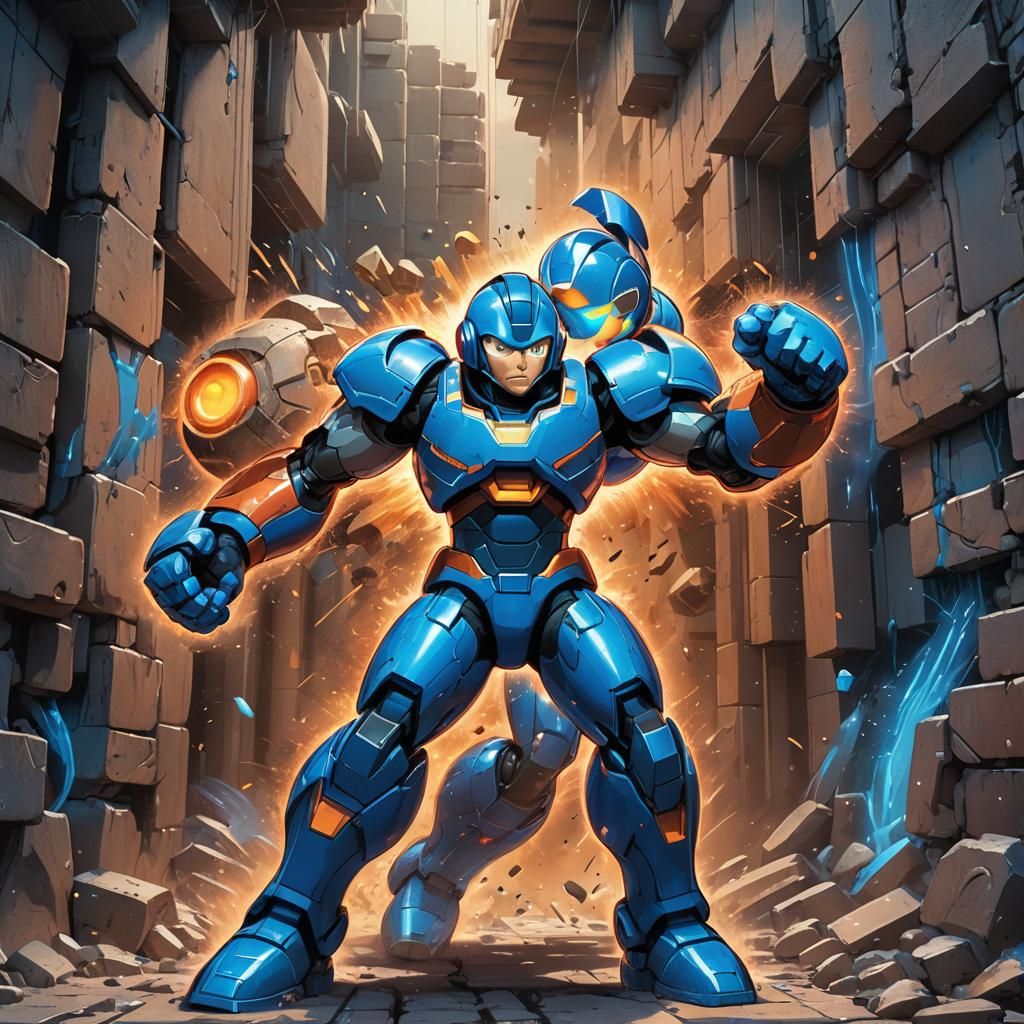 Mega Man Unleashes Fury in Dynamic, High-Contrast Fantasy Ar...