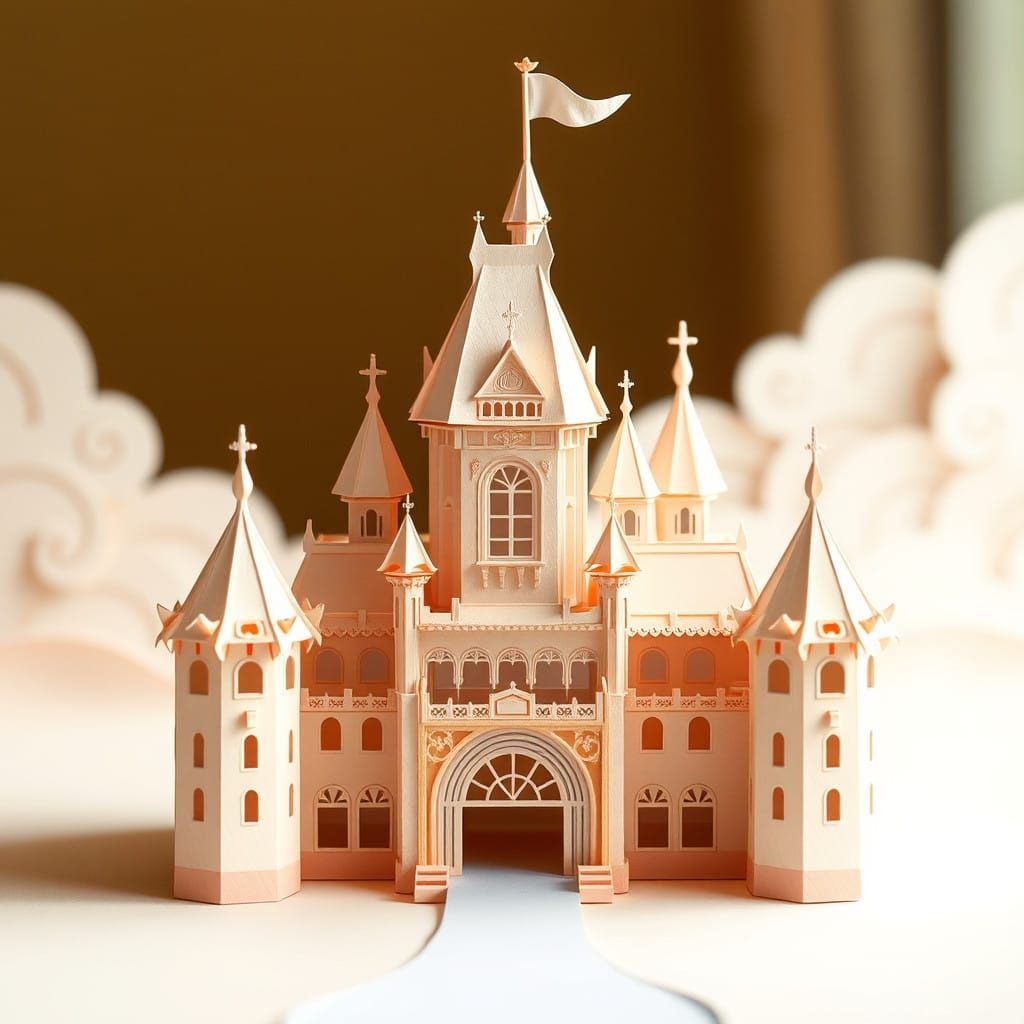 Whimsical Papercraft Castle in Soft Focus