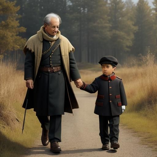 Father Guiding Young Son Through Life