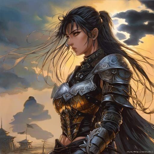 A Warrior Ready for Battle in a Beautiful Blue Sky