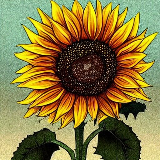 Beautiful Sunflower in Vibrant Anime Style