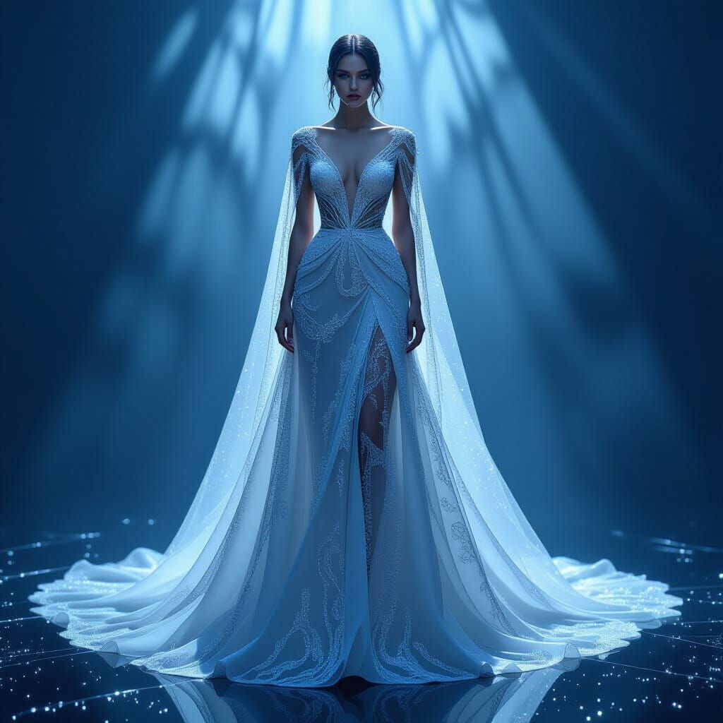 Ethereal Spiderweb Gown in Haute Couture Style