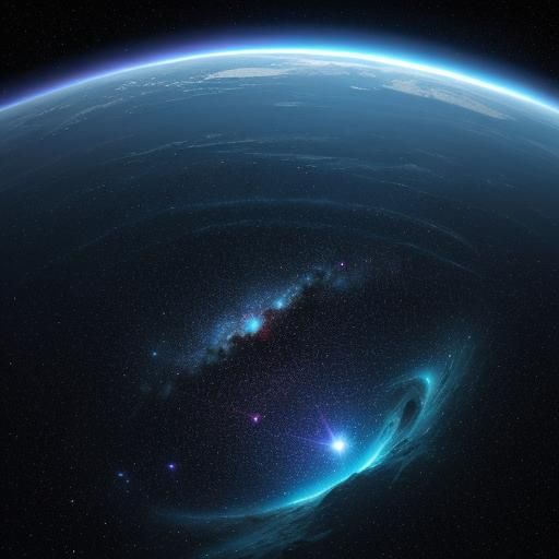 Glowing Spaceship Drifts Amidst Cosmic Stardust