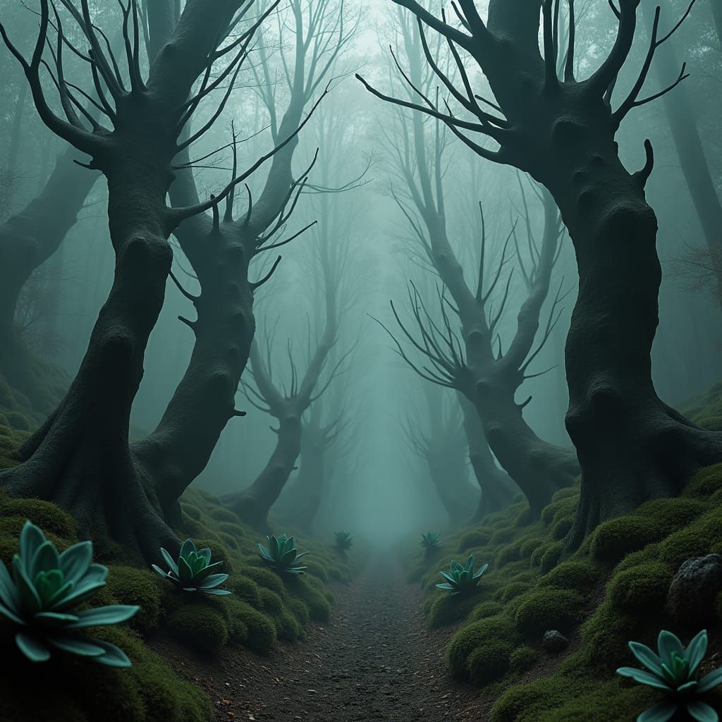 Biomechanical Survivor in Eerie Succulent Woods