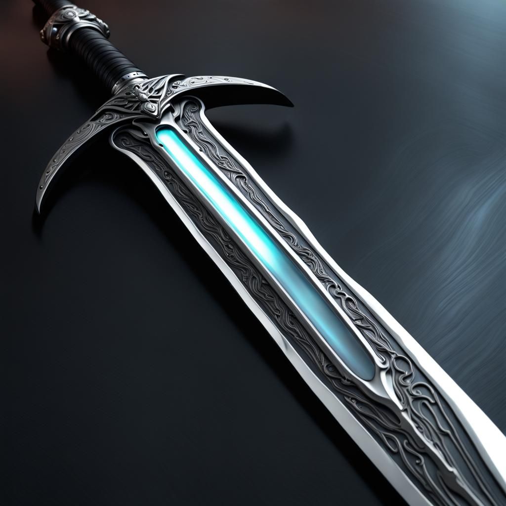 Hyperrealistic Plasma Sword in Ebony Metal