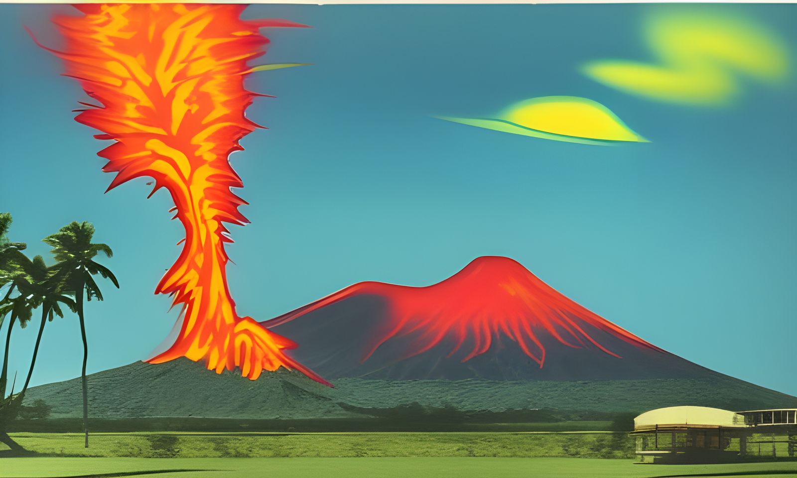 Surreal Islands Emerge from Volcanic Lava in Retro Futuristi...