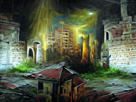 Ethereal Cityscape in Mysterious Twilight