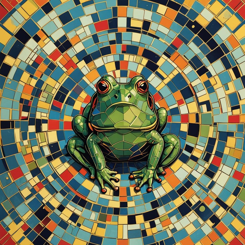 Vibrant Pop Art Frog Composition