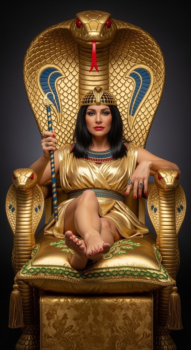 Egyptian Queen on Golden Throne in Photography Style