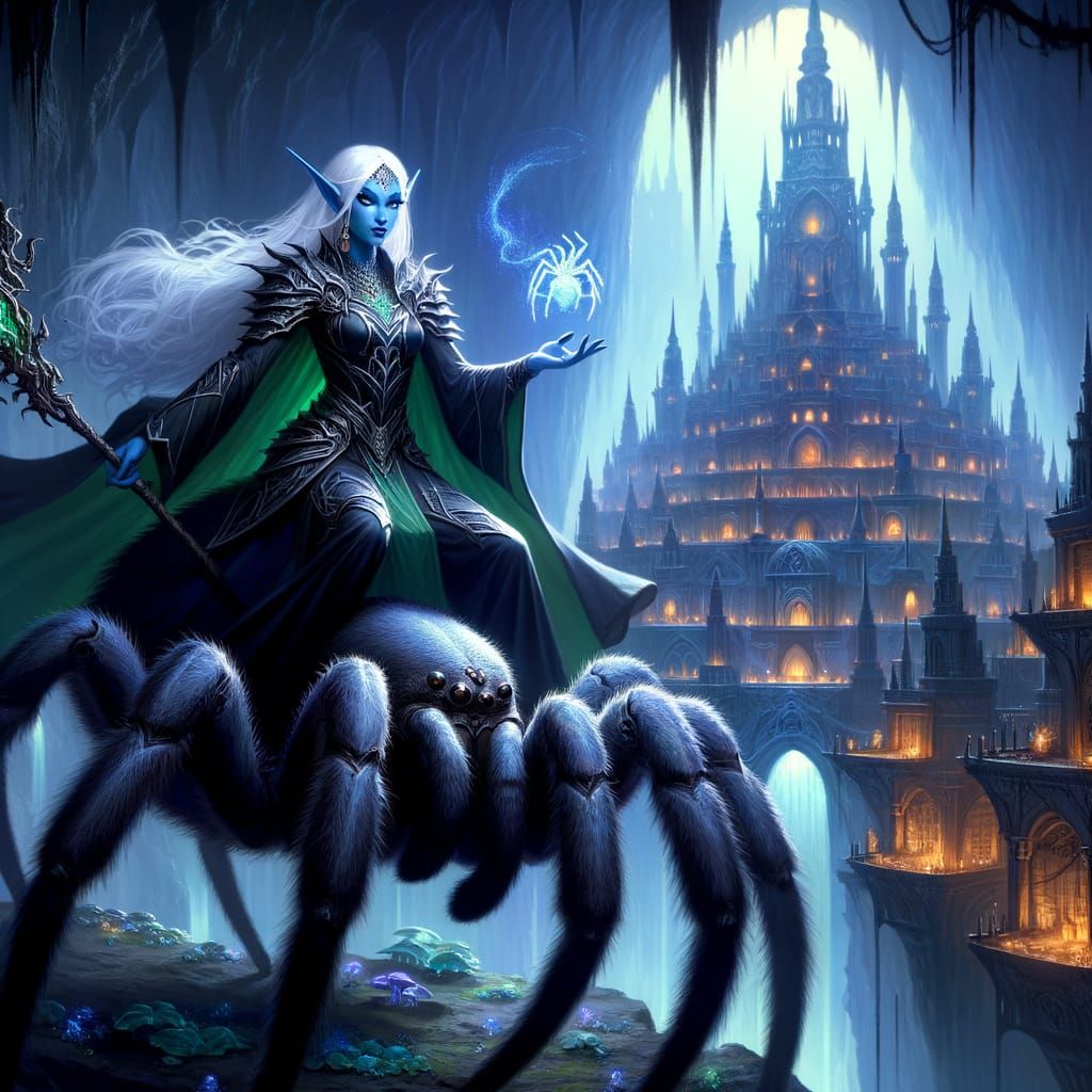 Dark Elf Mage Empress in Dazzling Underground Realm