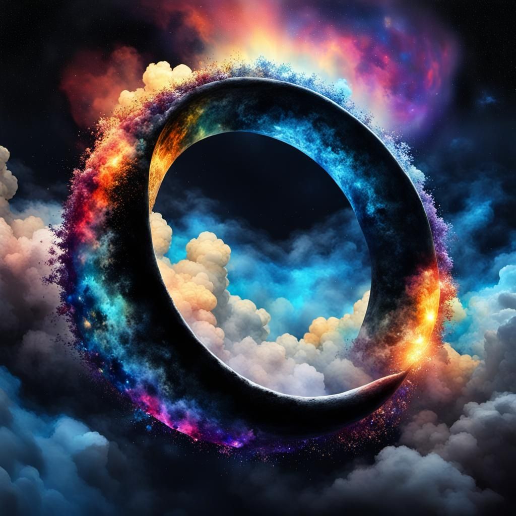 Ethereal Ring Illuminated with Dark, Glowing Clouds