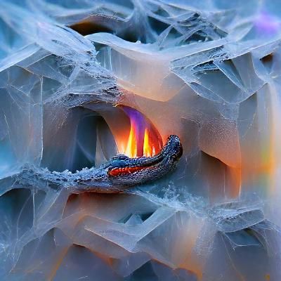 Ethereal Winter Landscape with Blazing Inferno