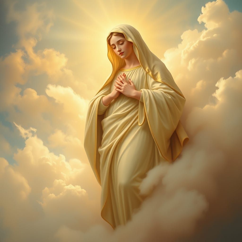 Serene Virgin Mary in Ethereal Glow