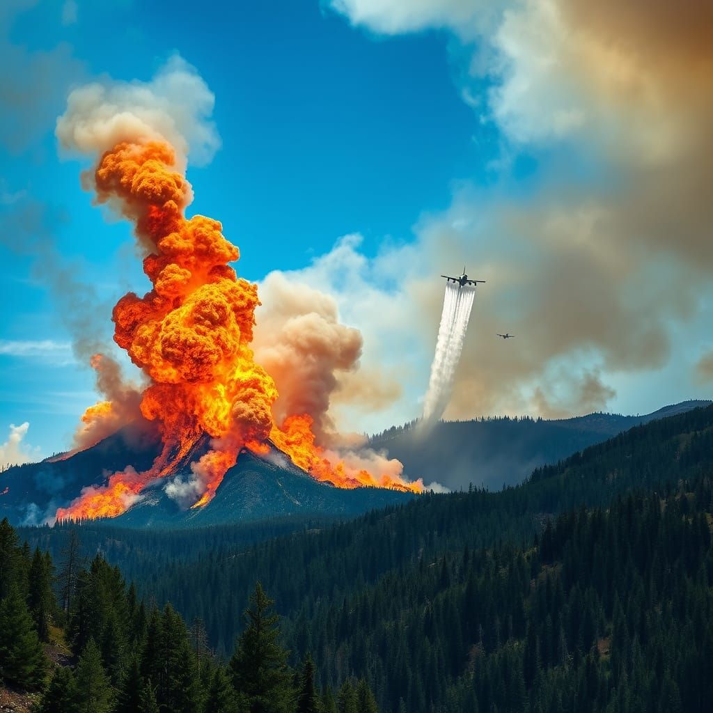 Forest Inferno in Northern California Landscape