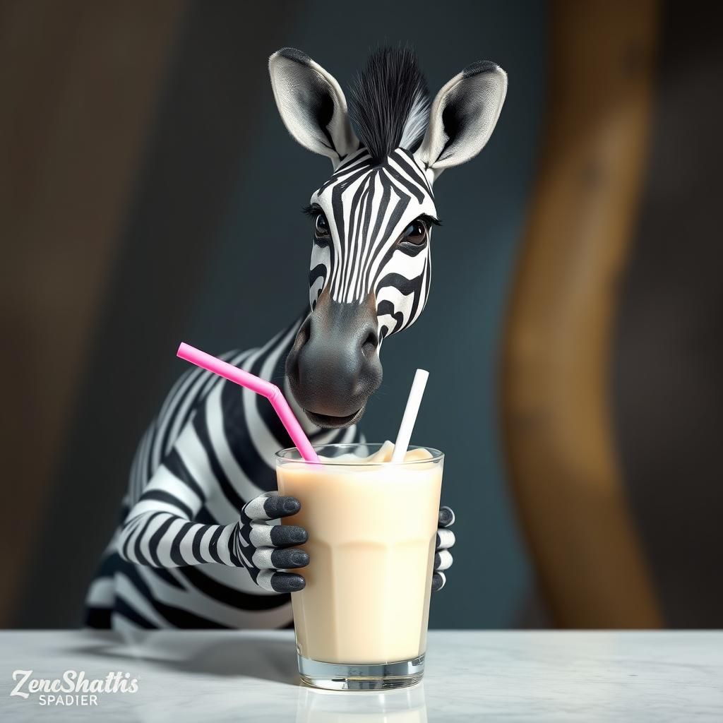 Wildlife Scene of Zebra Savoring a Frosty Treat
