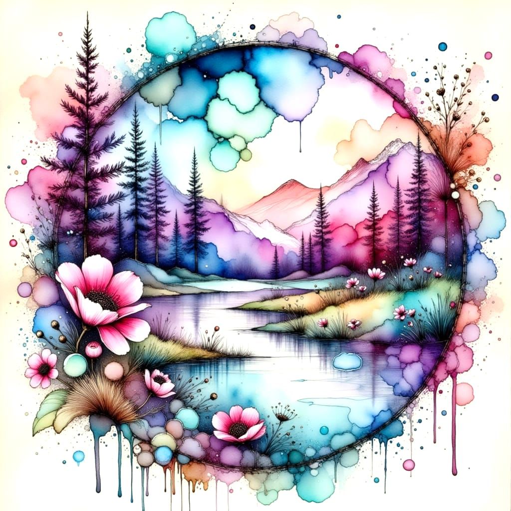 Surreal Landscape of Freedom in Vibrant Watercolor