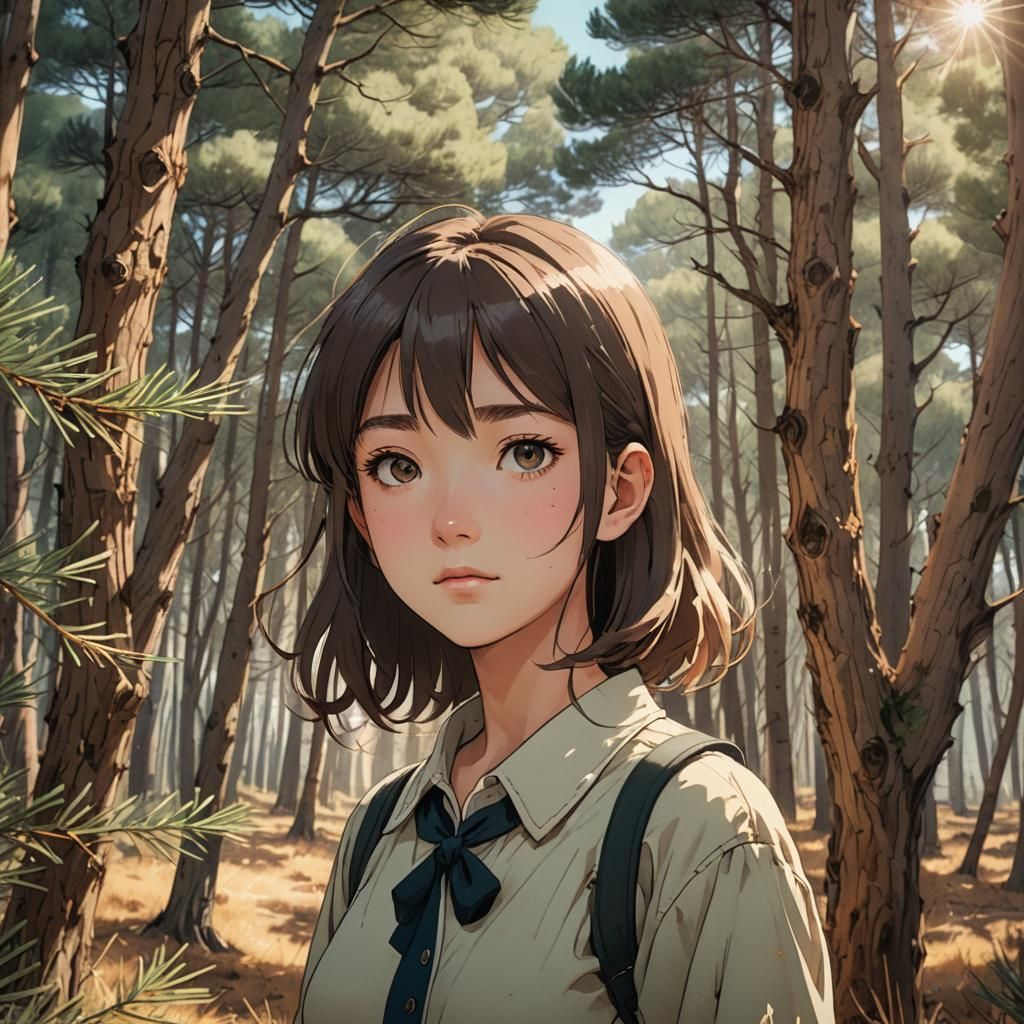 Young Woman in Provence Alep Pine Forest Fantasy