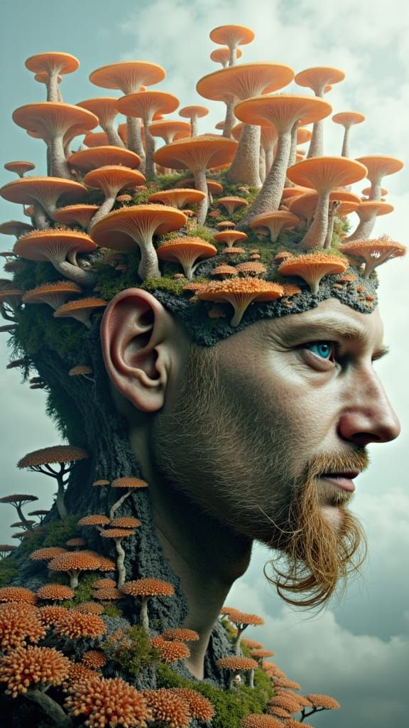 Fungal Kingdoms Intertwined: A Surreal Landscape