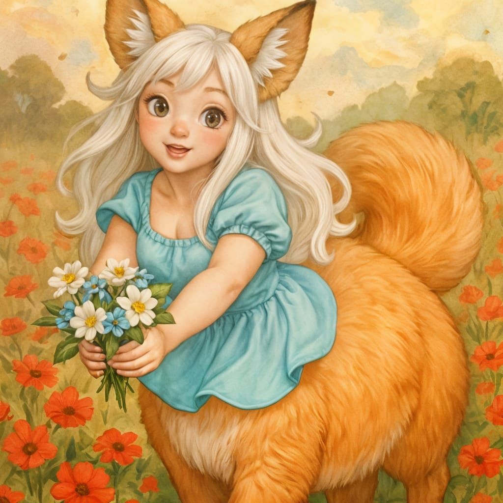 Cute Centaur Presents Flowers in Whimsical Style