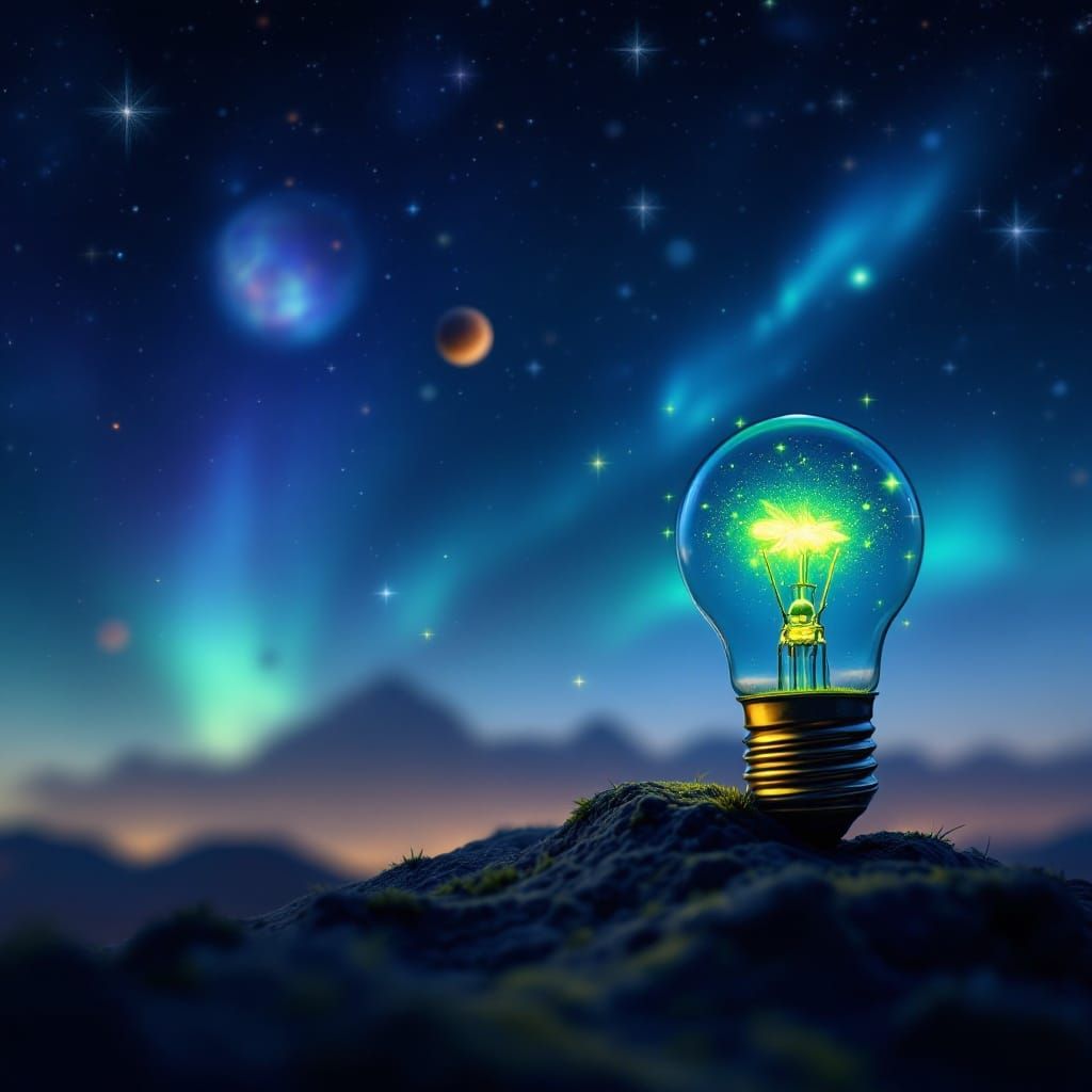 Hyperrealistic Firefly in a Cosmic Light Bulb