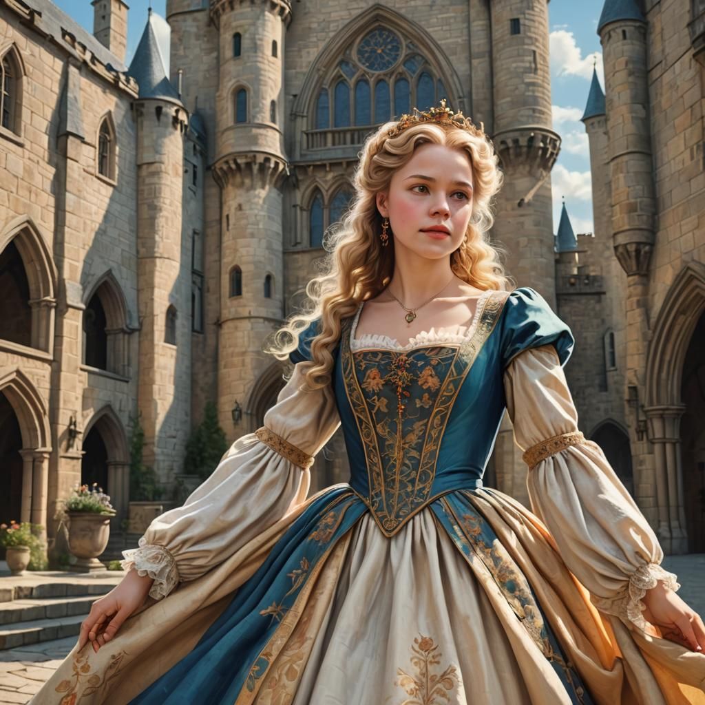 A Regal Maiden in Medieval Finery