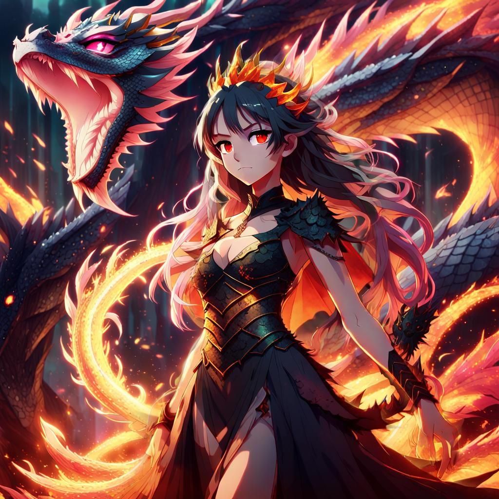 Ethereal Anime Princess Unleashes Inner Dragon Fury