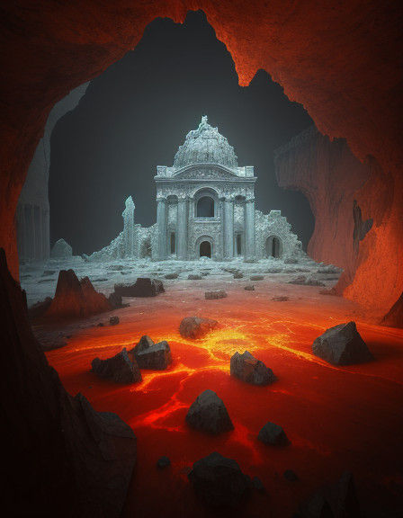 Mystical Wooden Cube Radiates Crystal Power Amidst Ancient R...