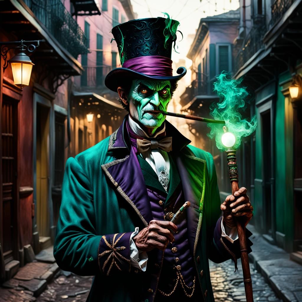 Enigmatic Dr. Facilier in Mystical New Orleans Alleyway