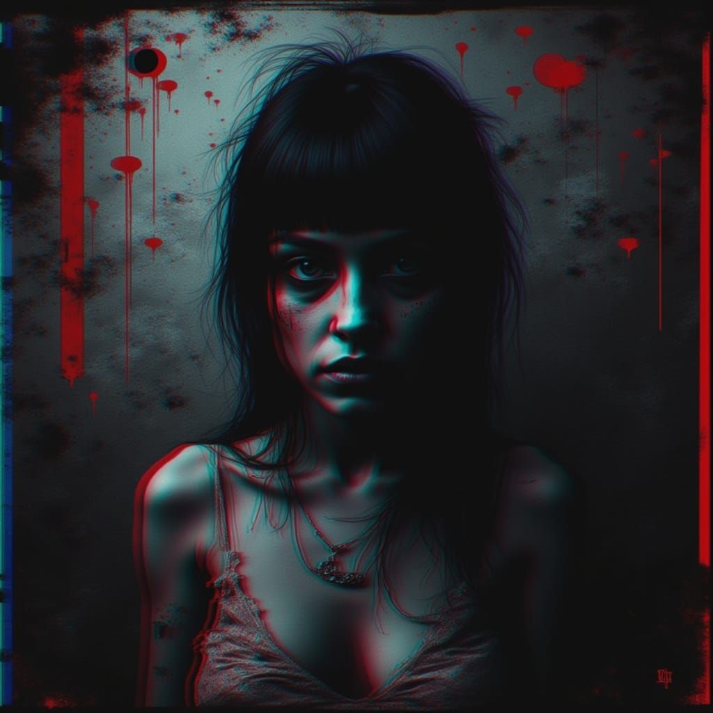 Distorted Portrait in Analog Horror Style