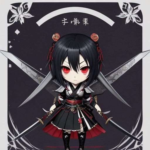 Gothic Chibi Japanese Warrior Maiden