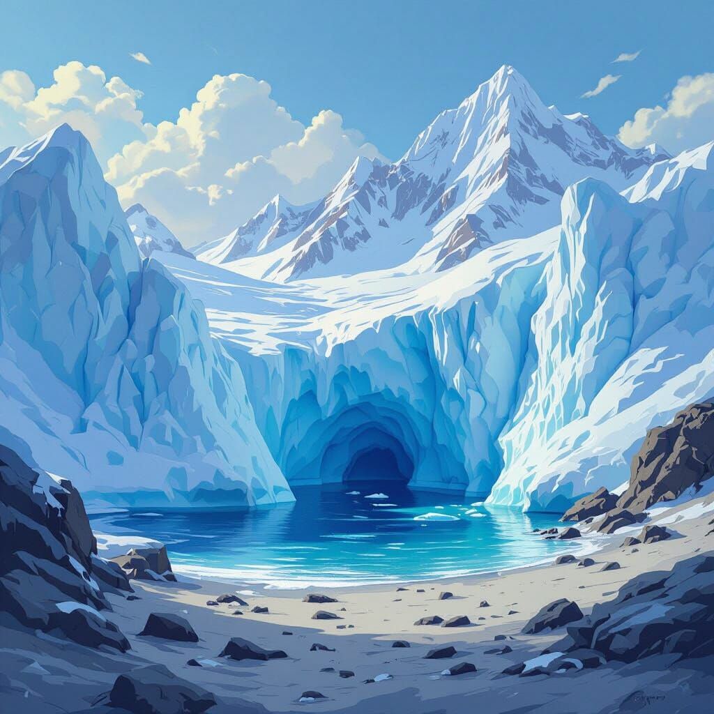 Antarctic Cove in Bob Ross Style